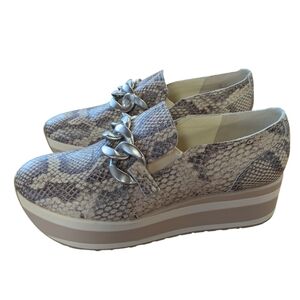 Dolce Vita Jhenee Snake Embossed Platform Loafer Sand Size 8